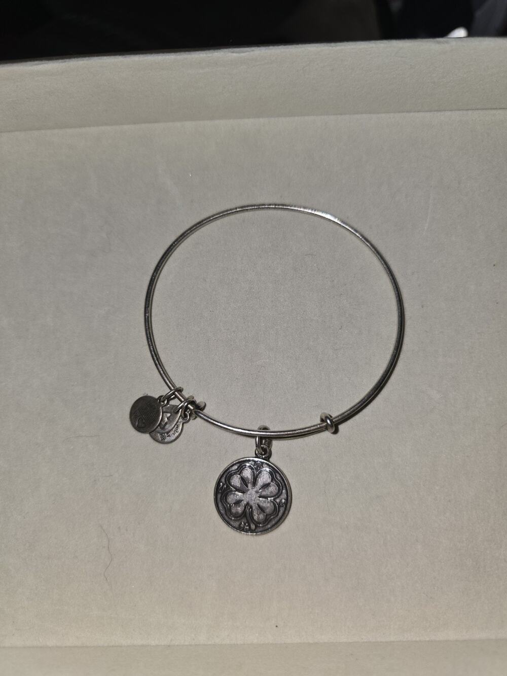 Alex And Ani Shamrock Silver-tone Bracelet